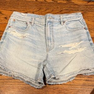 American Eagle Outfitters Light Blue Distressed Denim Cutoff Shorts